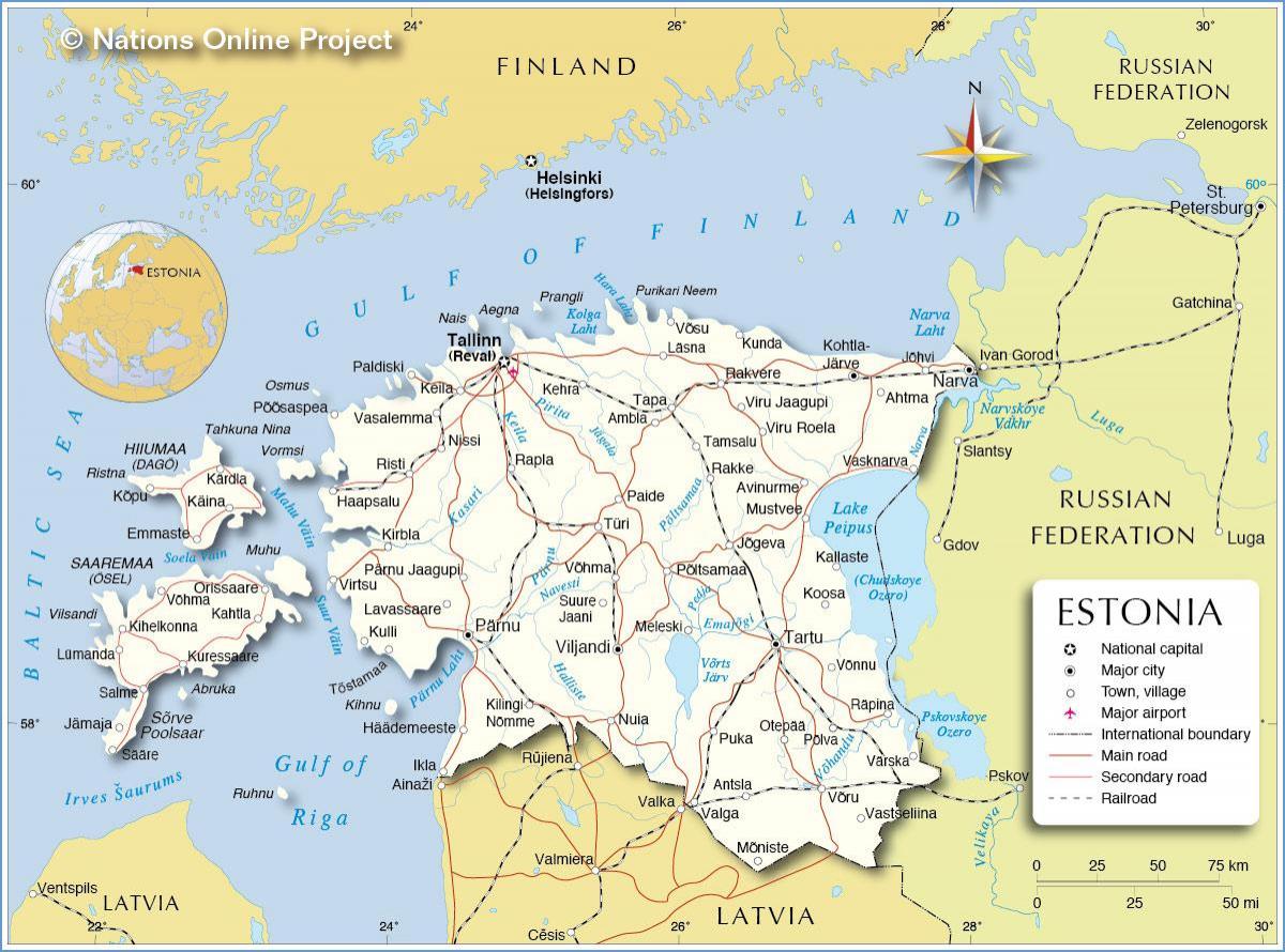 žemėlapis Estijos miestas