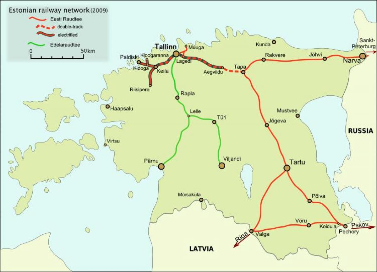 žemėlapis estijos geležinkeliai