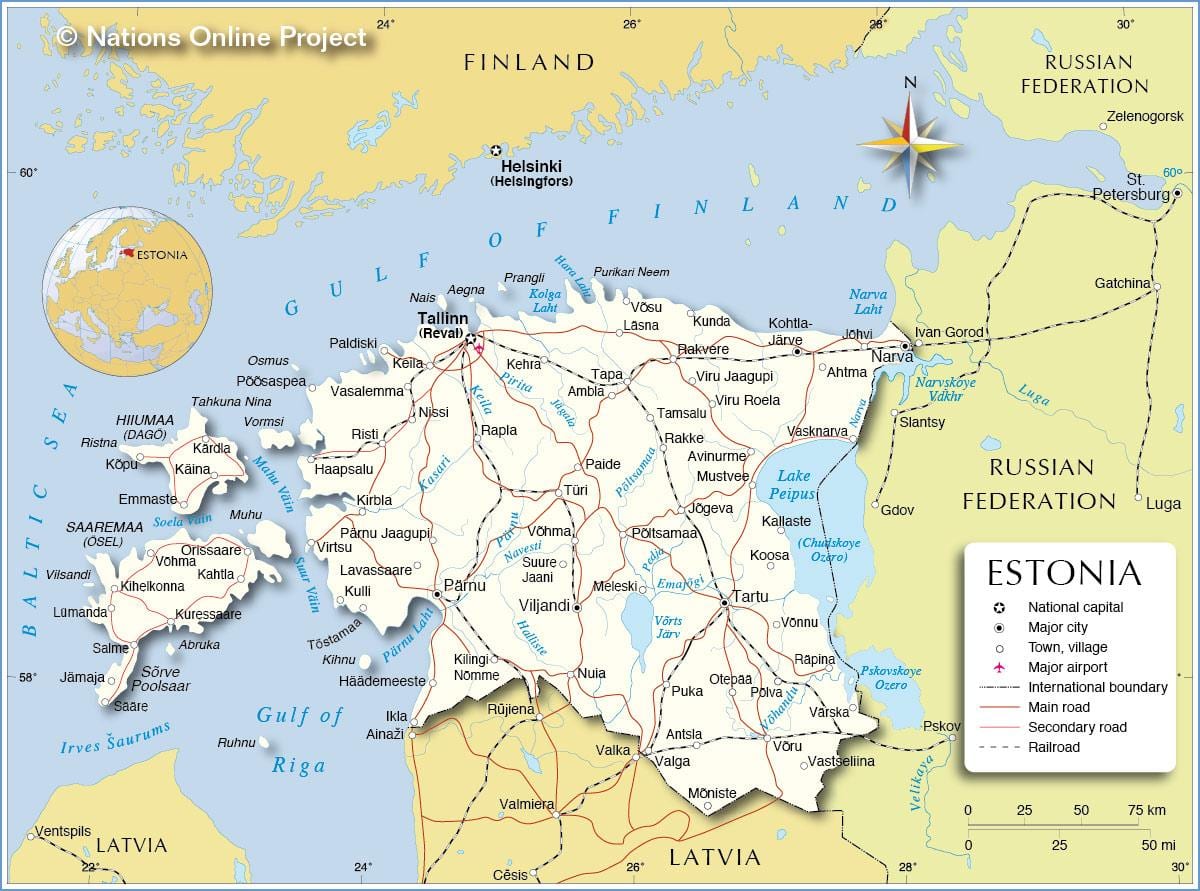 žemėlapis Estijos